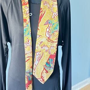 VTG Resilio Tie 100%  Silk Yellow/orange Wide Made In ITALY. New
